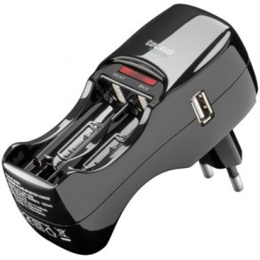 NiMH batterilader m. USB - Til AAA/AA bat.