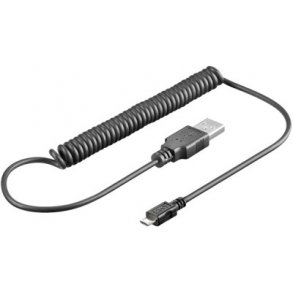 USB 2.0 spiralkabel - A han til 5 pol micro B han (1m)