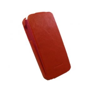 Flip case cover til iPhone 5/5S - L�der, R�d