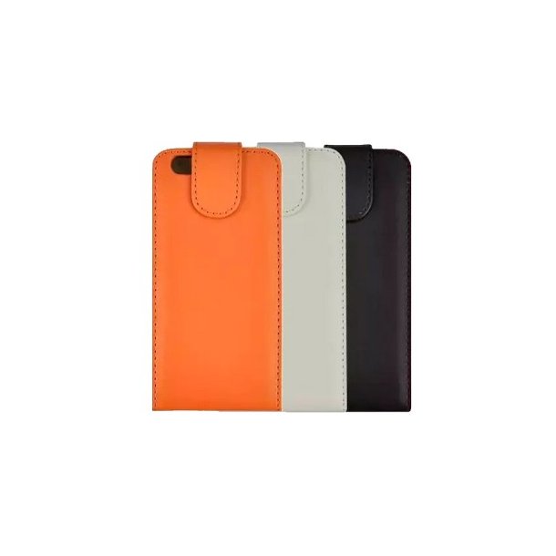 Flip case cover til iPhone 6 Plus (5,5") - Lder, Hvid