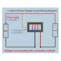 Panelmeter - 0-100Vdc, 0-10A (46x27mm)