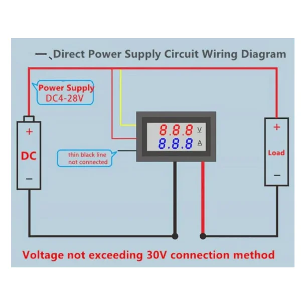 Panelmeter - 0-100Vdc, 0-10A (46x27mm)